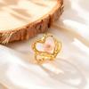 Stainless Steel Geometric Flower Transparent Ring for Women Round Sun Heart Shaped Flower Ring Opening Finger Jewelry Gift