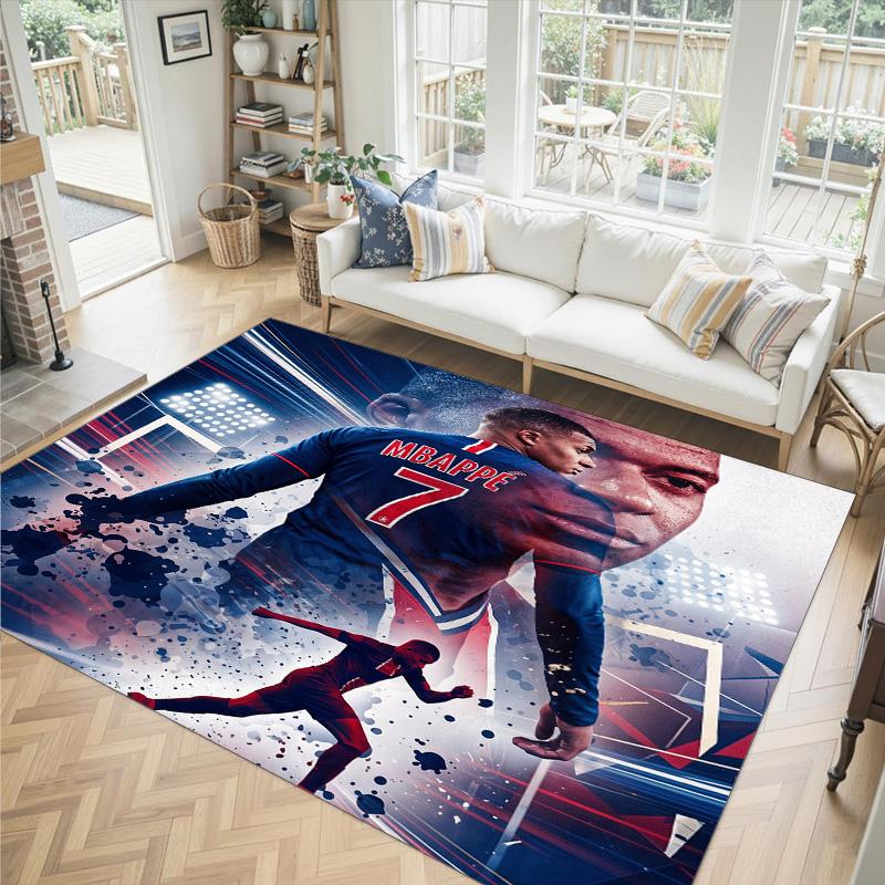 Tapis en Velours Cristal Design Kylian Mbappe Douillet Non ?Tapis imprimé antidérapant pour chambre, salon, entrée