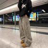 Summer New Retro Loose Versatile Silhouette Scimitar Casual Pants Washed Leopard Print Washed Denim Trousers