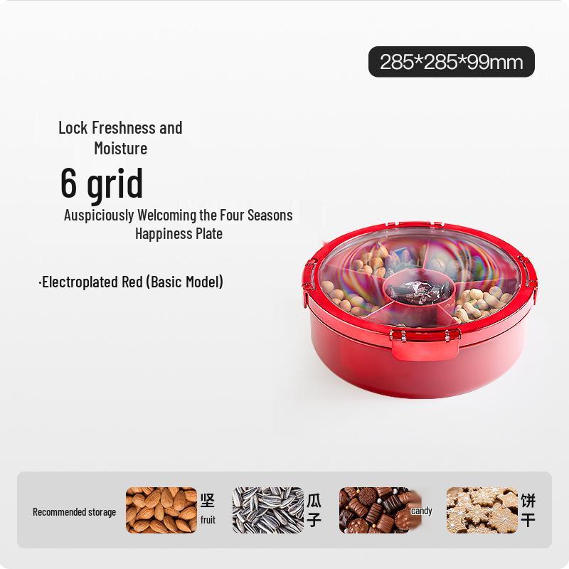 New Year Dried Fruit & Candy Tray: Sealed Wedding, Living Room, or Coffee Table Snack Box with Sunflower Seed Storage
