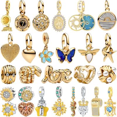 Original Copper Charm Golden Star Moon Flower Heart Butterfly Fit Pendant Bracelets Necklace Women Diy Fine Jewelry