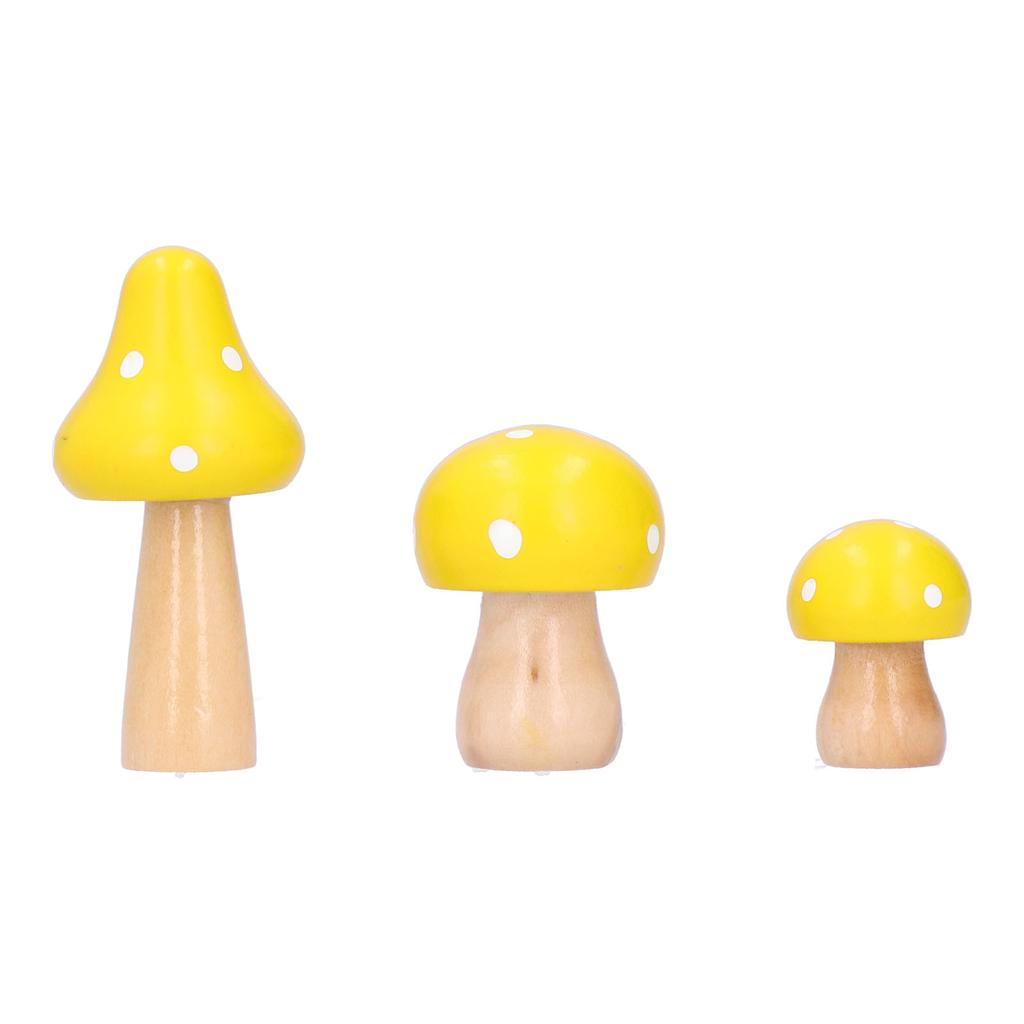 3Pcs/Set Mushroom Crafts Innovative Cute Wooden Ornaments Home Office Desktop DecorationRed