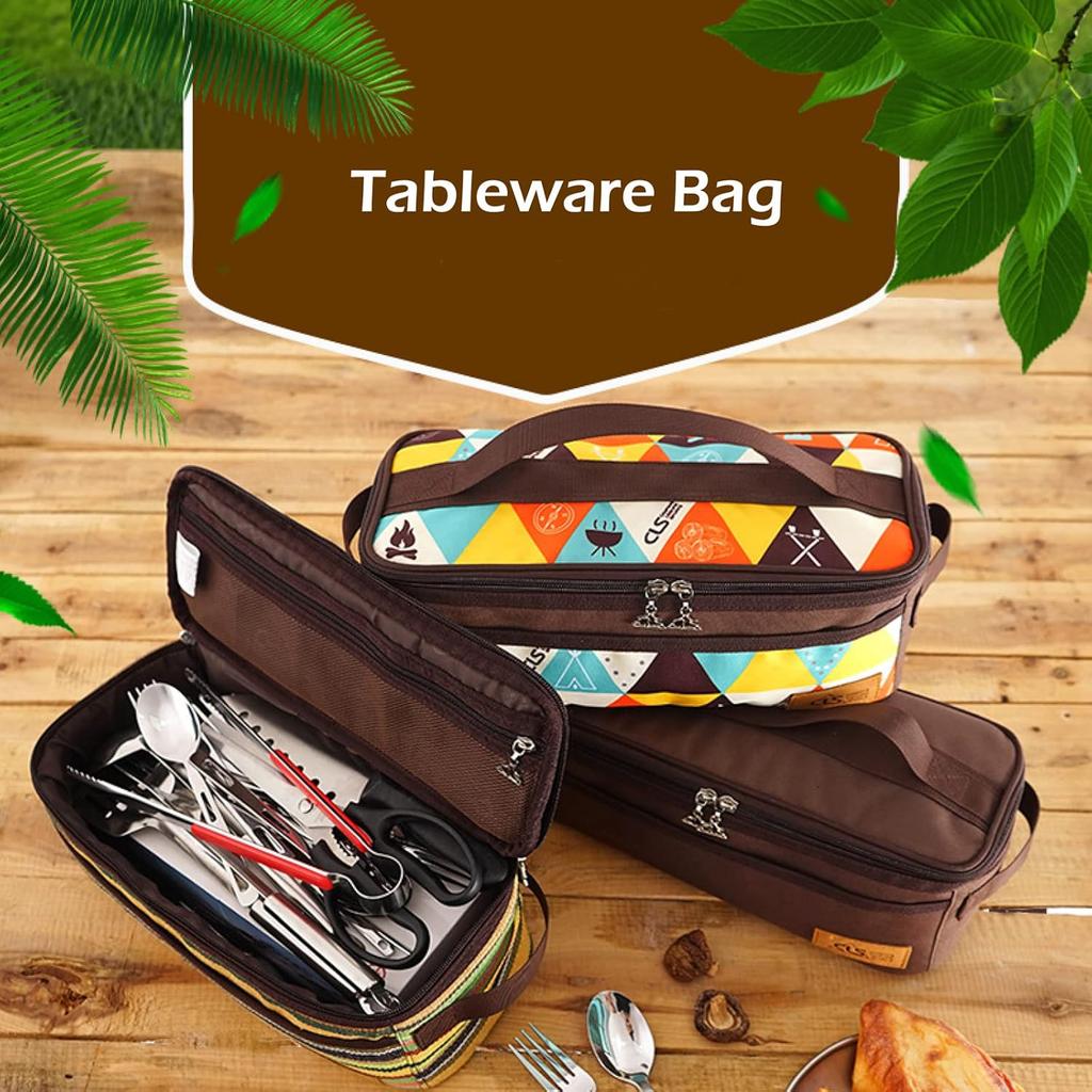 Camping Travel Cookware Organizer Bag Cooking Utensils Storge Portable Pouch for Outdoor Barbecue Camping Cooking Spoon