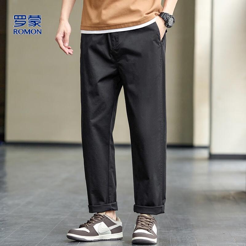 ROMON Men's Summer Casual Straight-Leg Pants with YKK Zipper