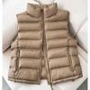 Winter Women Warm Padded Short Down Cotton Vest Stand Collar Loose Outwear Sleeveless Puffer Waistcoat for Casual