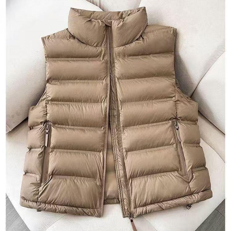 Winter Women Warm Padded Short Down Cotton Vest Stand Collar Loose Outwear Sleeveless Puffer Waistcoat for Casual