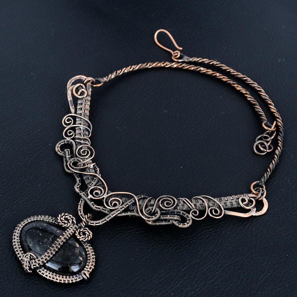 Larvikite Necklace, 999 Copper Wire Wrapped Necklace Gemstone Jewelry, Handmade Necklace Amazing Jewelry, Gift For Her