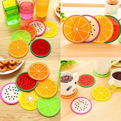 Cup Coaster Meyve Kupası Silikon Placemat 7PCS İçecek Tutucu Mat Antiskid Mutfak