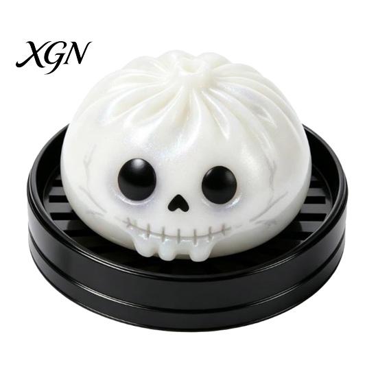 Soft Stress Balls Halloween Relief Dumpling Toy with Steamer, Glitter Ball Fidget Toys Toy, Anxiety Relieving Steamed Bun Squeeze for Holiday