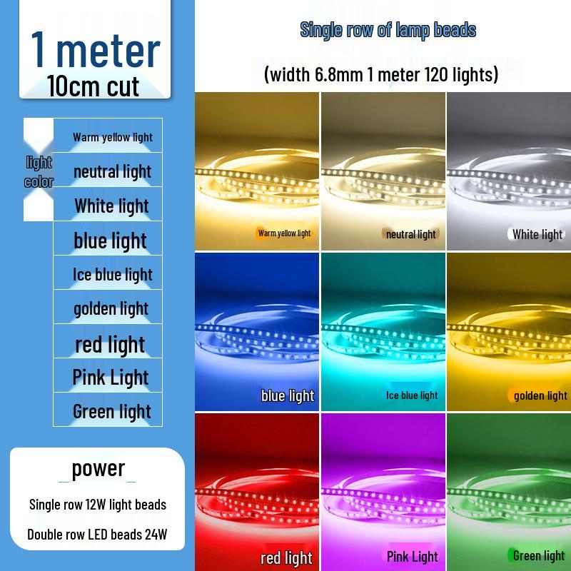 220V Ultra-Thin Flexible LED Strip: Self-Adhesive, Chip-On-Board Design, High-Voltage, Driver-Free for Household Use