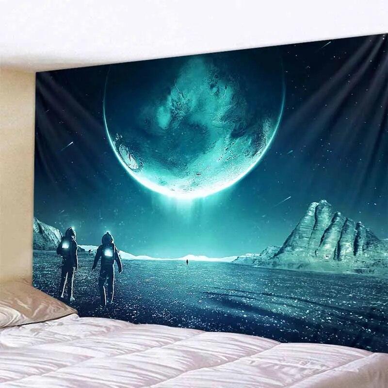 Galaxy Night Sky Tapestry Moon Night Starry Sky Scenery Tapestry Bohemian Psychedelic Home Living Room Bedroom Decoration