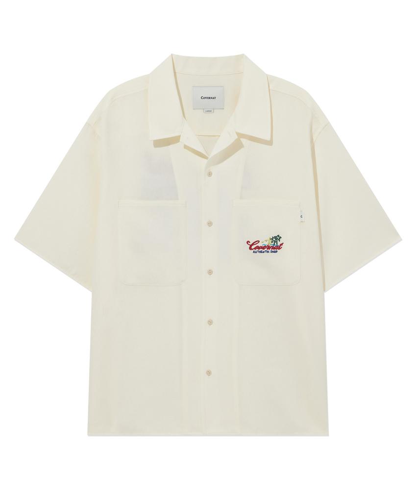 COVERNAT Graphic Half Shirt Cream