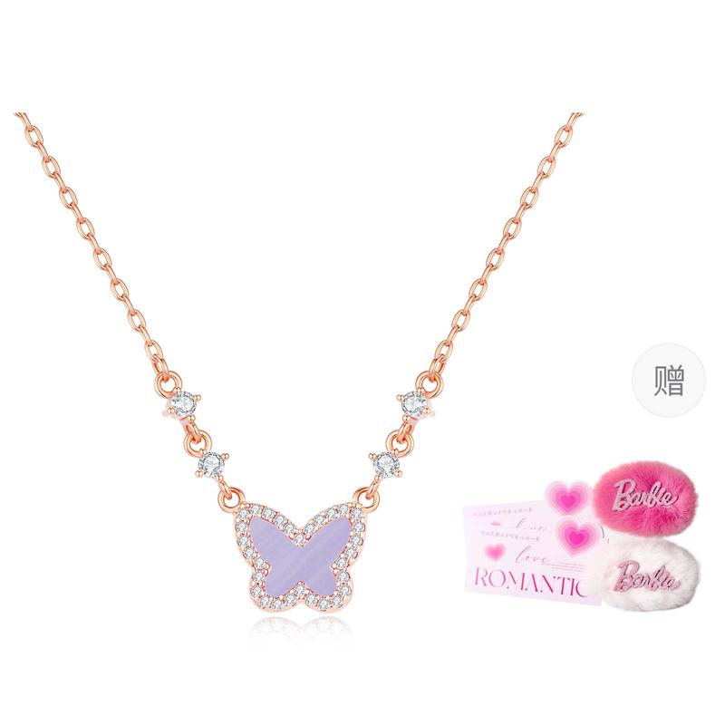 Barbie crystal necklace [ Crystal* Explosion Limited Edition] Sparkling Streamer Taro Purple Lucky Butterfly Clavicle Romantic Y-Ba2603016 фиолетовый