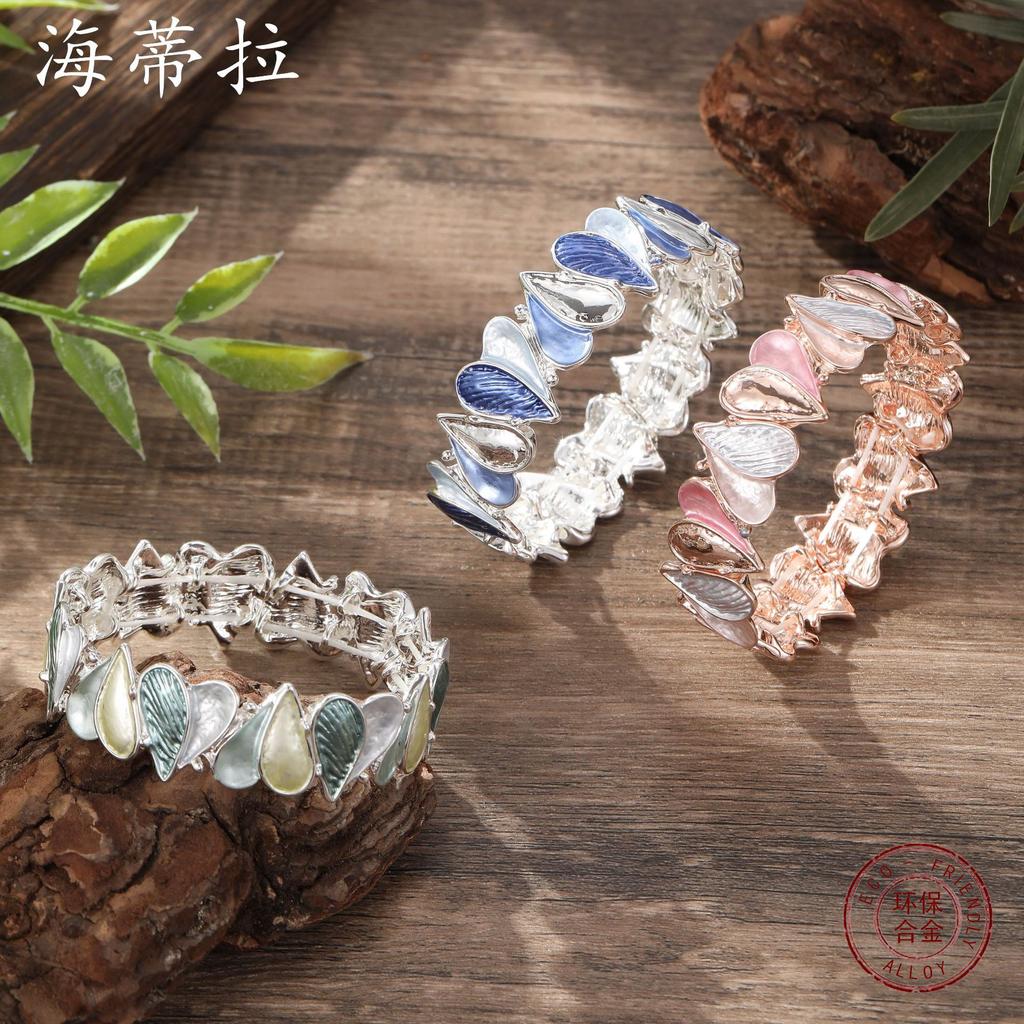 New color oil love elastic bracelet, women's versatile geometric line heart elastic bracelet