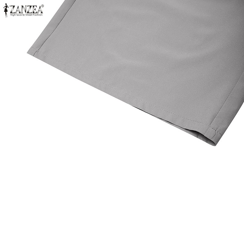 ZANZEA Salopetă casual pentru femei, cu decolteu în V, mânecă lungă, largă, cu picior lat