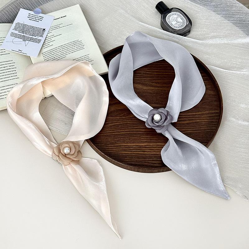 Fashion Small Silk Scarf Women Neckerchief Bandana Female Small Ear Scarf Korean Style Tie Bag Headband Decoration Neck Scarf