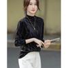 Women's Autumn Velvet Story Semi-High Collar Long Sleeve T-Shirt