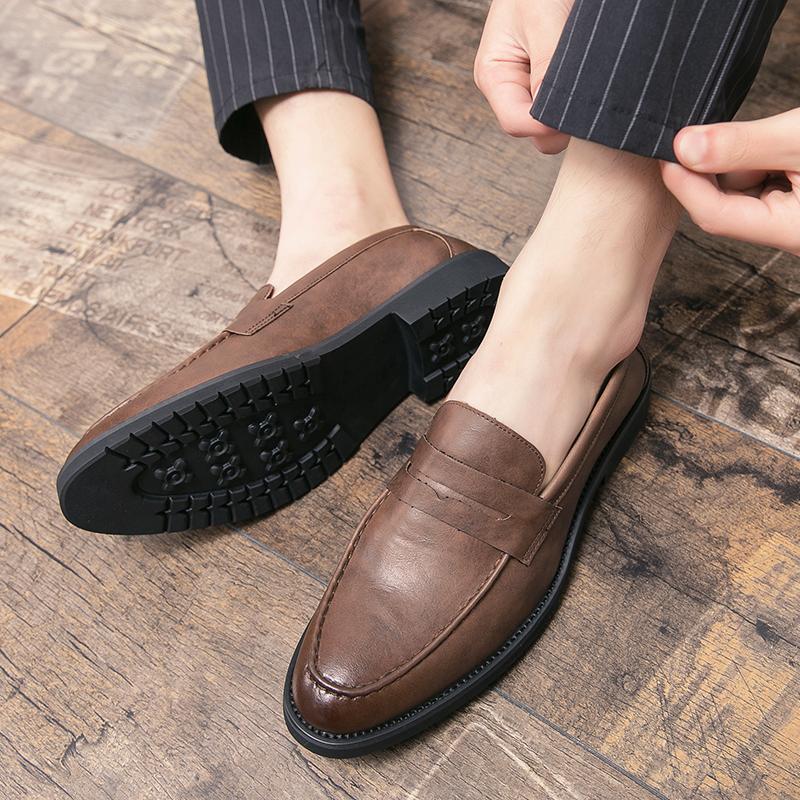 Fashion New Men Fashion Gentleman Business Leather Shoes Male All Match Dress Wedding Homecoming Footwear Lightweight Hairstylist Shoes