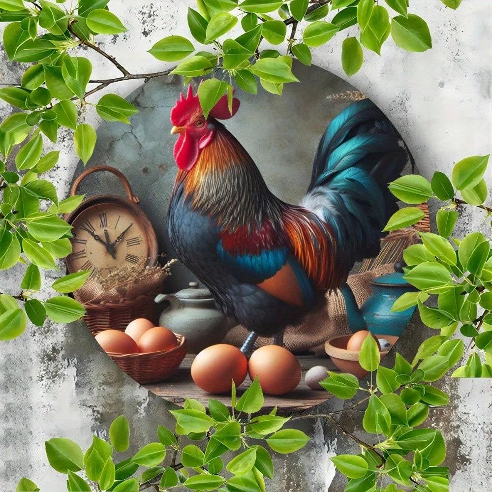 Vintage Metal Tin Sign Rooster Wall Art Home Decor Kitchen Office