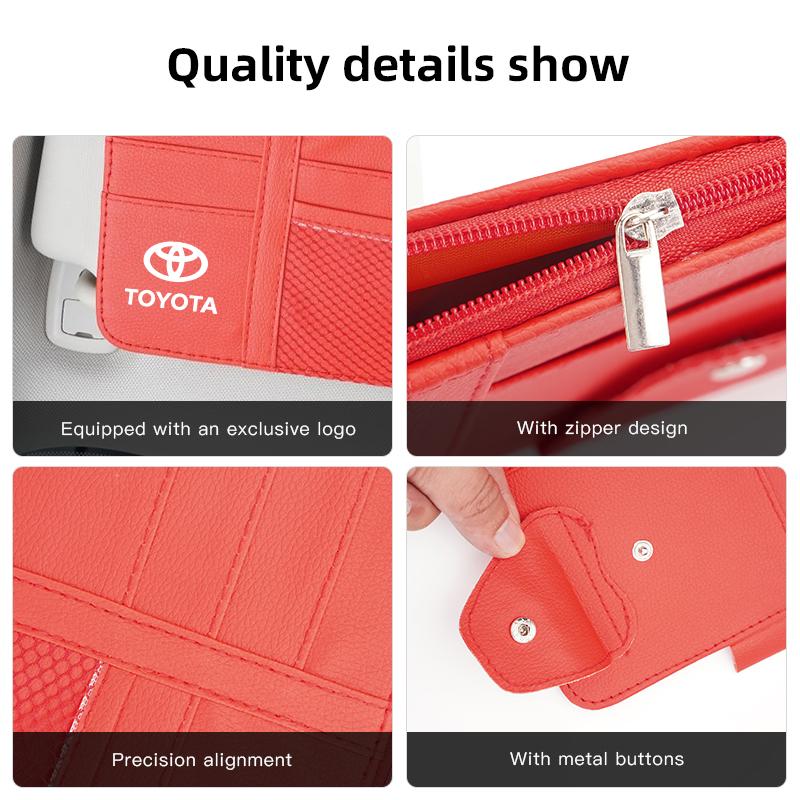 2026 Hot For Toyota Hub Caps PU Leather Car Sun Visor Ticket Card Storage Bag Accessories For Toyota Gazoo Racing Corolla Crown 