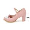 Fashion Mary Jane Shoes Women High Heels Pumps Bow Shoes Thick High Heel Casual Ladies Pumps Pink chaussures Femme Lolita Shoes 32-43