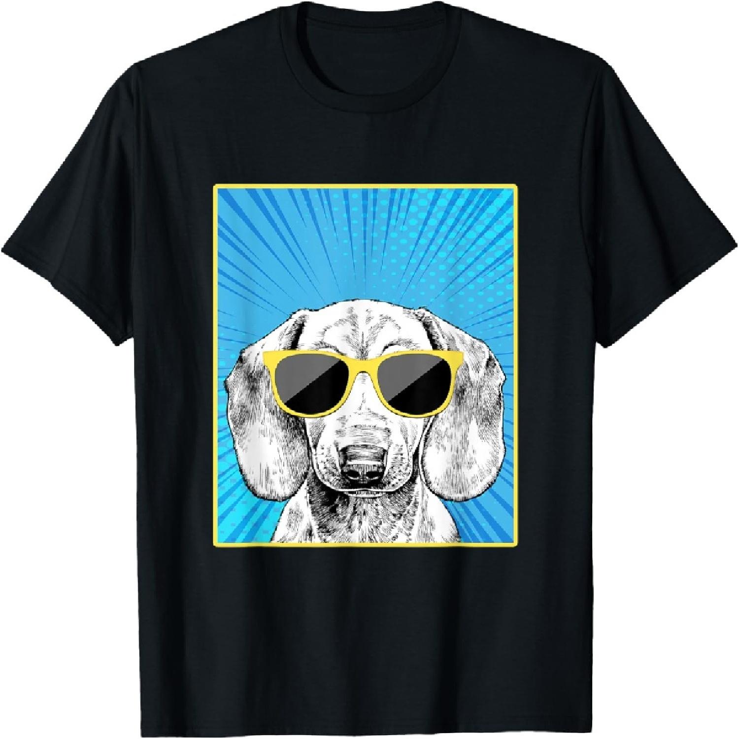 

Dachshund Portrait Pop Art Doxie Wiener Dog with Sunglasses T-Shirt for Men Women Kids XXXXXL різнокольоровий