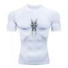 Men Compression Workout T-shirt, Tribal Flame Totem Graphic Print Breathable Quick Dry Sports Shirt for Gym Training Running Fitness Activities