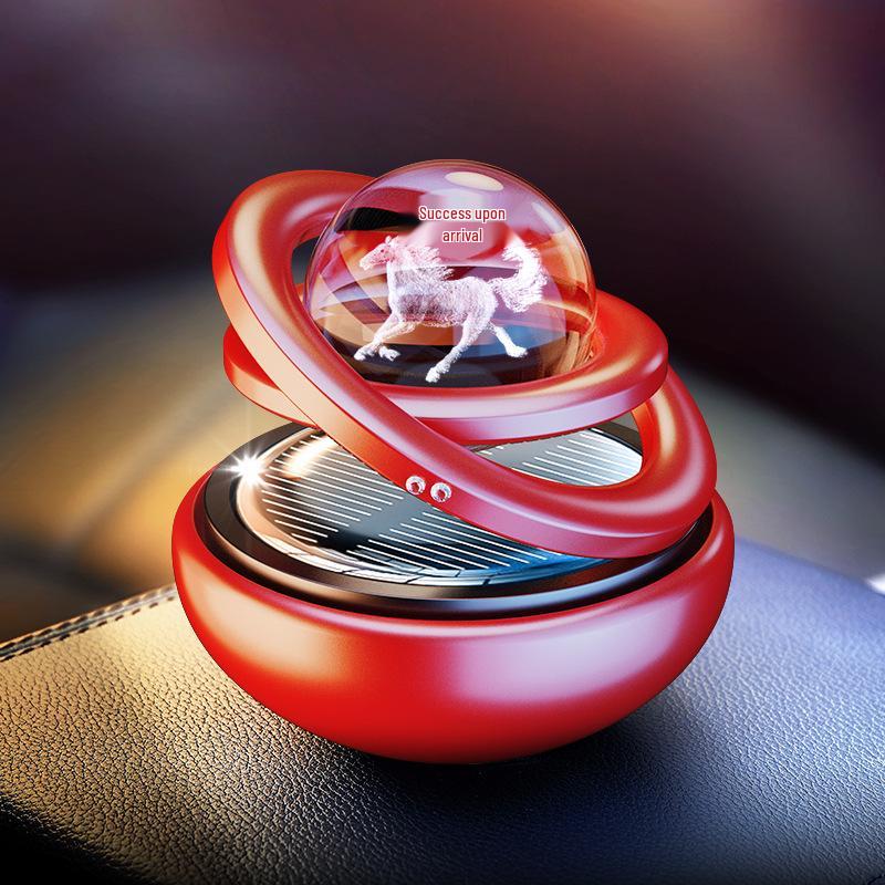 Solar-Powered Rotating Car Air Freshener with Aluminum Alloy and Aromatherapy Scent