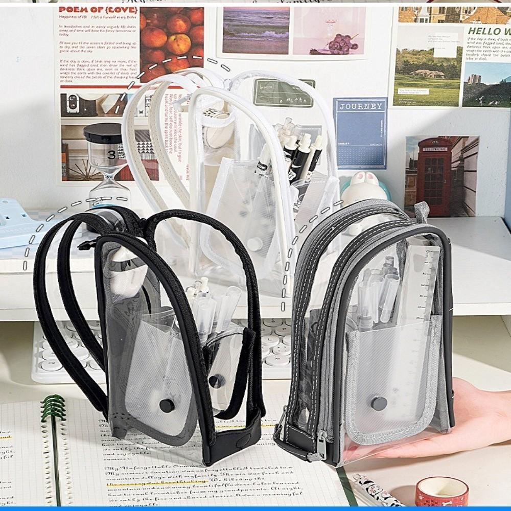 Portable Standing Pencil Case 2-in-1 Design Drawer-type Pencil Case School Supplies