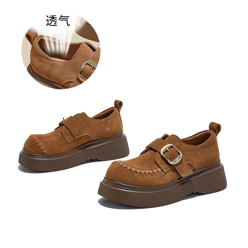 Foam sole leather British style single shoes 2026 spring platform shoes casual fashion commuter loafers 35