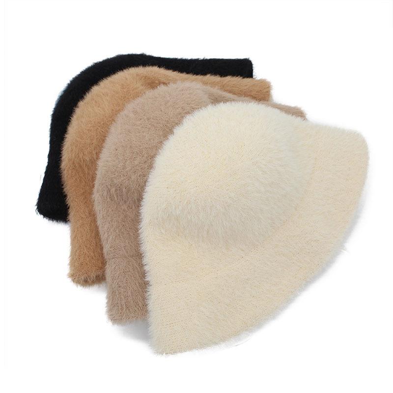 Japanese Retro Versatile Face Covering Imitation Mink Velvet Bucket Hat Female Face Small Warm Fisherman Basin Hat