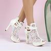 Elegant Waterproof Mesh Lace Platform High Heels