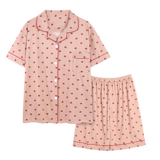 Womens Pajamas Set 2 Piece Button Down Shirts And Shorts Loungerwear Sets Ladies Summer Casual Comfy Sleepwear