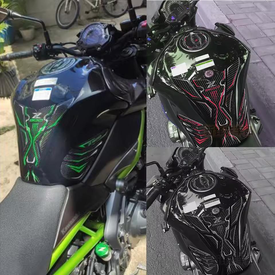 Autocolant 3D pentru rezervor de combustibil din fibră de carbon pentru motocicletă pentru Kawasaki Z900 capac de protecție pentru capac de ulei, autocolante, accesorii impermeabile