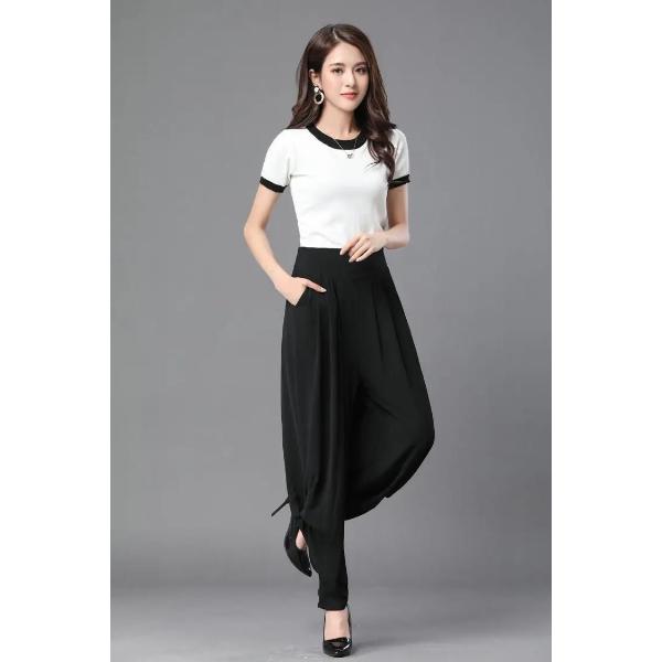 Spring Summer Women Fashion Harem Pants Elastic Band High Waist Loose Wide Leg Loose Casual Solid Harajuku Radish Trousers