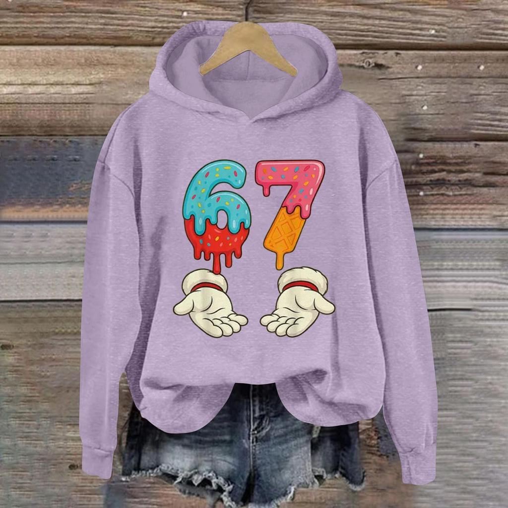 Damen Modisches Lässiges Langärmliges Bedrucktes Kapuzensweatshirt