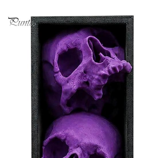 Dark Fantasy Wohnaccessoires 3 Stück Halloween 3-stufige Totenkopf-Buchstützen, Gotische Harz-Regaldekoration für Büro, Einzigartige Buchstopper Spukiges Skelett