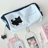 Original Milk Blue Black Cat Pencil Case – Cute, Large Capacity Stationery Bag
