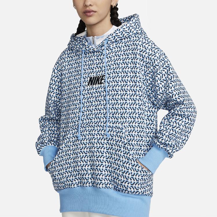 Nike Sportswear Phoenix All Over Print Hoodie Women hoodies Blue FN0366-412