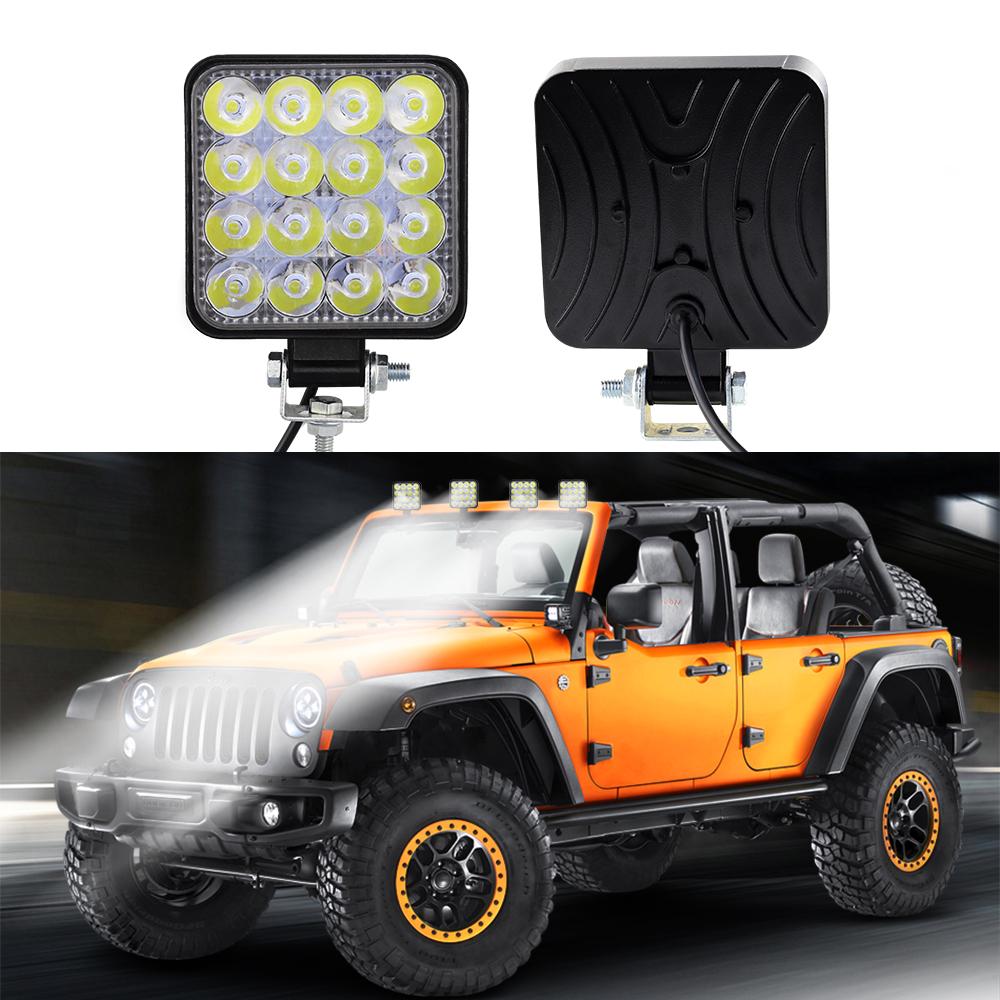 12V Led Work Light Square Spotlight/floodlight 48W Car Headlight For Truck Off Road SUV Night Driving Light Fog Lamp