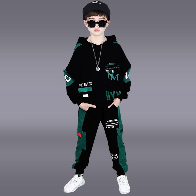 İlkbahar Yaz Sonbahar Çocuk Erkek Giyim Genç Eşofman Harfler Kapüşonlu Üst Gömlekler Sweatshirt ve Pantolon
