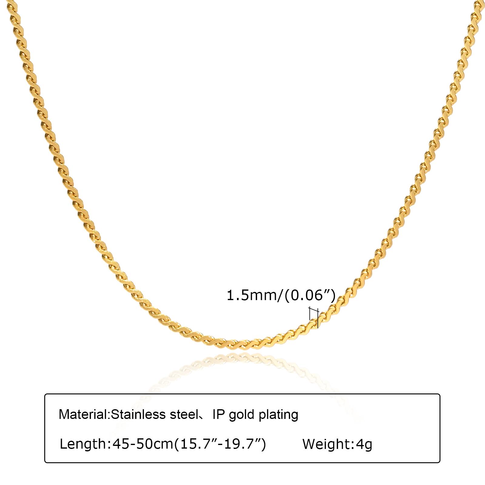 

Fashion Jewelry New In Melon Seed Chain Necklace,Gold Color Stainless Steel Full Gloss S Shape Chain Pendant Necklaces