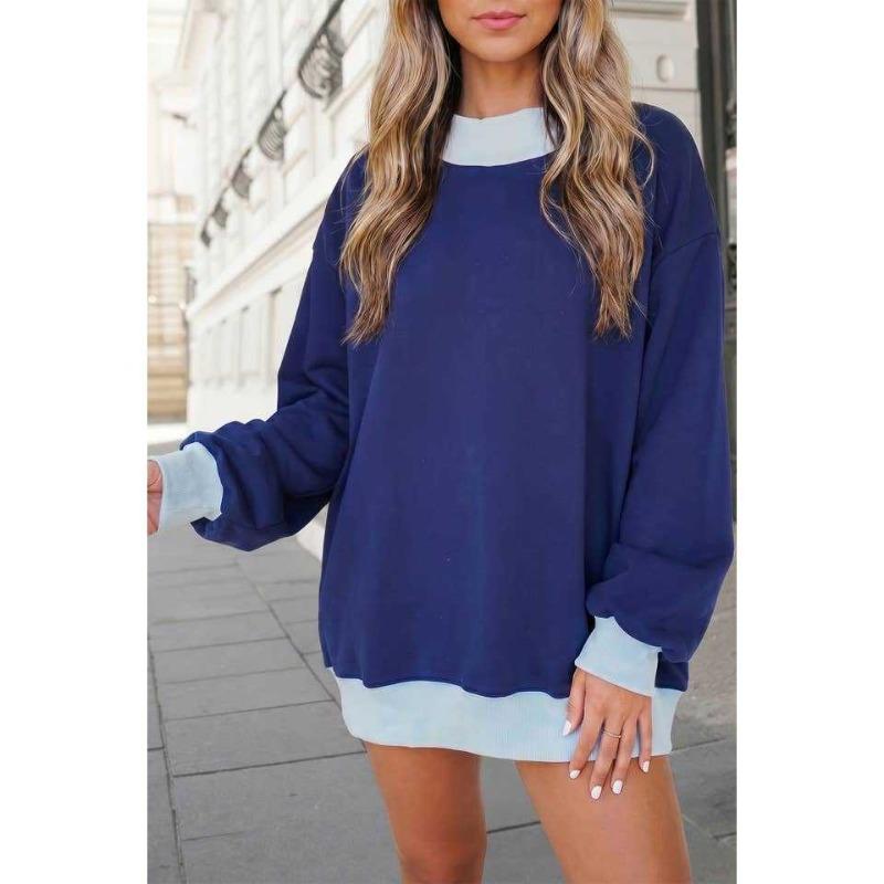 JPNTKY Women's Fashion Casual Solid Color Print O-Neck Long Sleeve Autumn Winter Hoodie