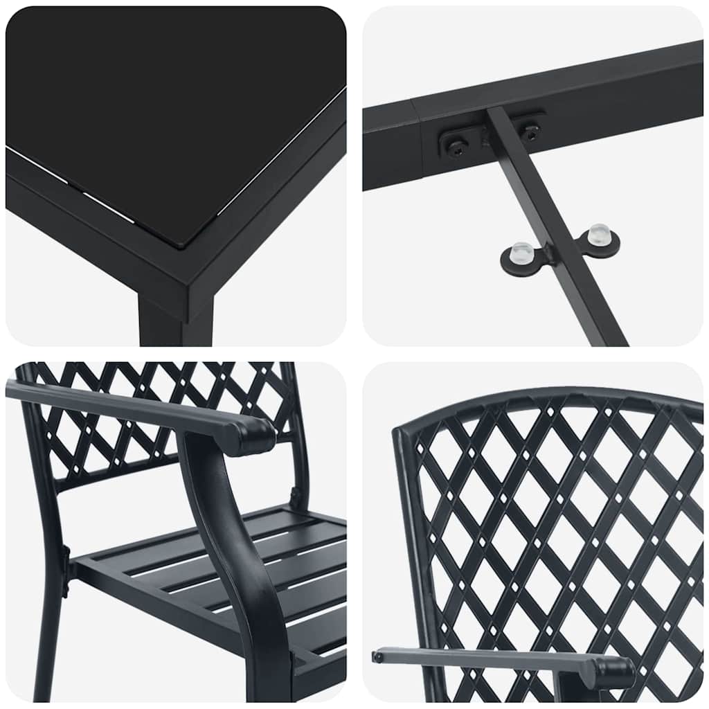 Outdoor Dining Set 7 pcs Anthracite Powder Coated Steel