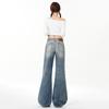 American retro old low-rise slightly pulled jeans women's autumn new non-stick legs loose and thin flared pants