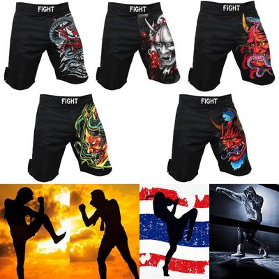 MMA Men Shorts Muay Thai Pants Kickboxing Japanese Devil Fighting Training Fitness Gym