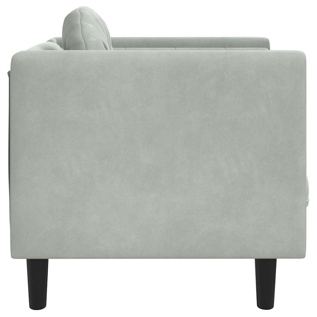 Armchair with Cushion Light Grey Velvet