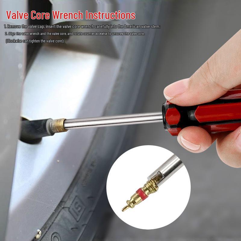 Tire Valve Core Installation Tool and Single Head Wrench