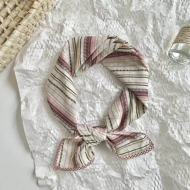 Headscarf summer women's pastoral art small floral versatile decorative small scarf silk scarf square scarf high-end hair accessories headgear