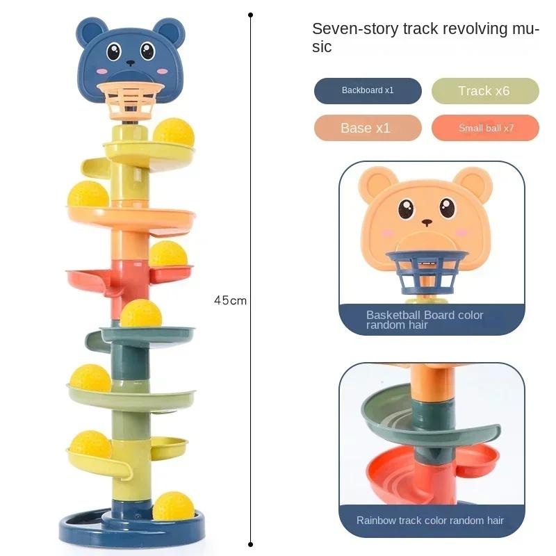 Non-Toxic Montessori Baby Toy Rolling Ball Tower Montessori Educational Games For Babies Stacking Track Baby Development Toys 1 2 3 Years